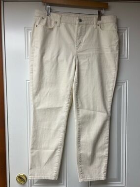 Talbots White Slim Ankle Denim Jeans Woman’s Petite 14  Stretch 5 pocket
